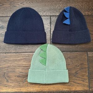 GAP Kids Dino Knit Beanie Trio - Navy and Green
